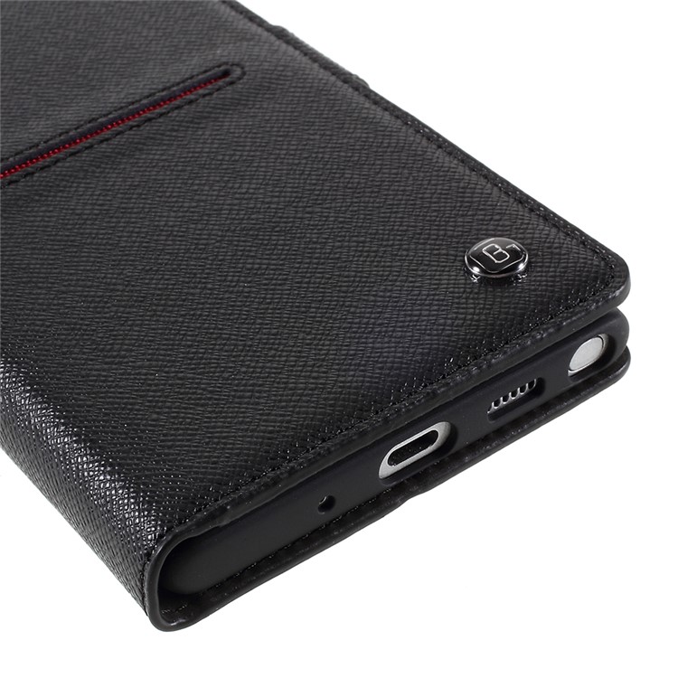 GEBEI Yaqi Series Genuine Leather Flip Cover Wallet for Samsung Galaxy Note 10 Plus 5G/Note 10 Plus - Black-5