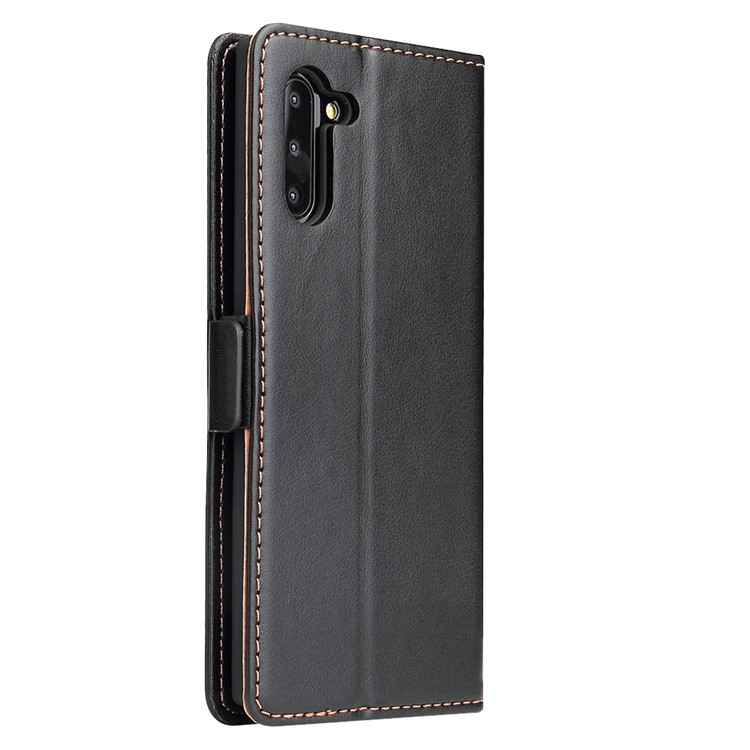 Leather Wallet Stand Flip Phone Case Protection Shell for Samsung Galaxy Note 10/Note 10 5G - Black-3