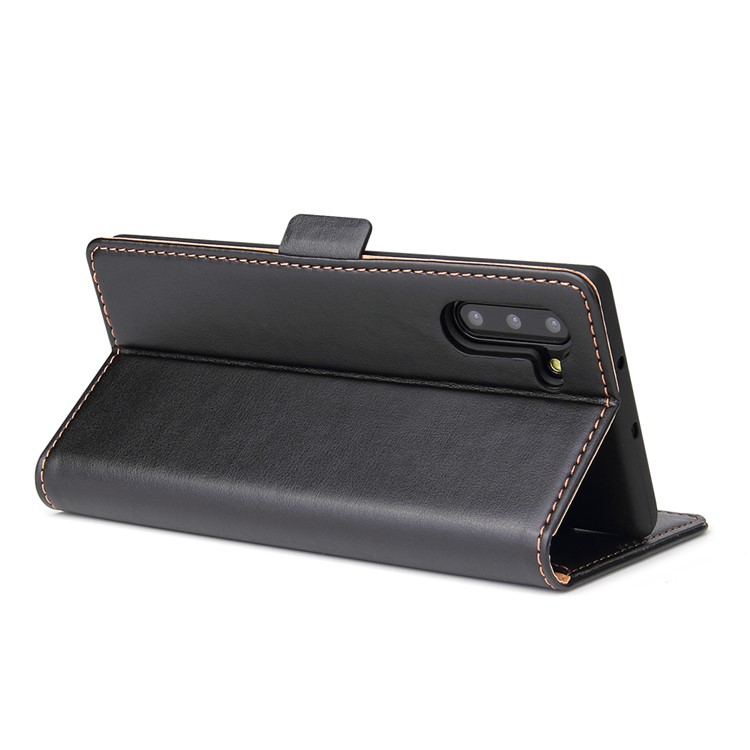 Leather Wallet Stand Flip Phone Case Protection Shell for Samsung Galaxy Note 10/Note 10 5G - Black-7