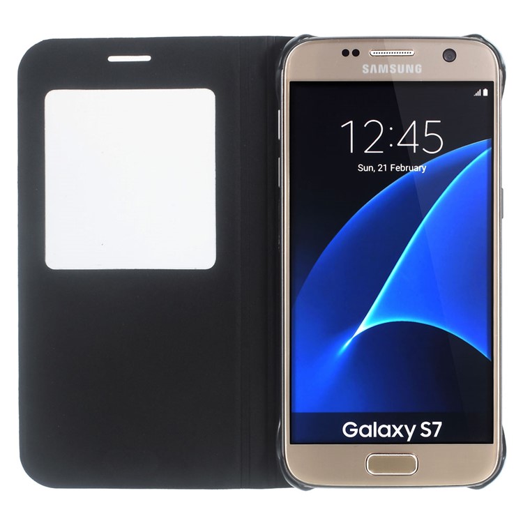 Litchitrain Fensteransicht Ledertasche Für Samsung Galaxy S7 G930 - Schwarz-2