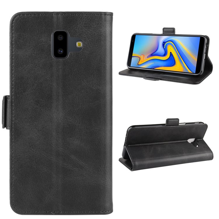 PU Leather Wallet Stand Phone Shell Cover for Samsung Galaxy J6 Plus / J6 Prime - Black-2