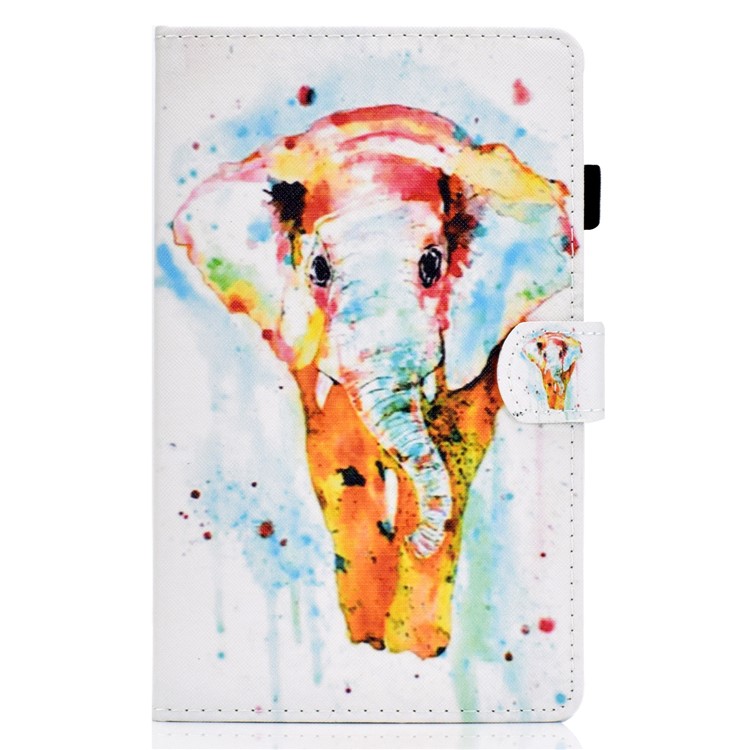 Pattern Printing Leather Card Holder Stand Cover for Samsung Galaxy Tab A 8.0 Wi-Fi (2019) SM-T290 - Elephant-2