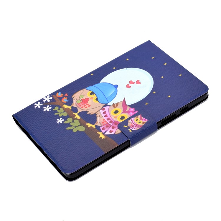 Pattern Printing Leather Stand Case for Samsung Galaxy Tab A 8.0 (2019) SM-T290 SM-T295 - Owls and Hearts-5