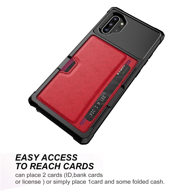 For Samsung Galaxy Note 10 Plus / Note 10 Plus 5G PU Leather+PC+TPU Built-in Magnetic Holder Metal Sheet Case - Red-7