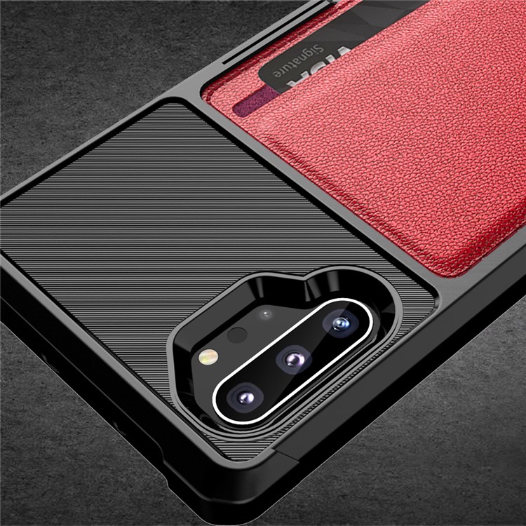 For Samsung Galaxy Note 10 Plus / Note 10 Plus 5G PU Leather+PC+TPU Built-in Magnetic Holder Metal Sheet Case - Red-8