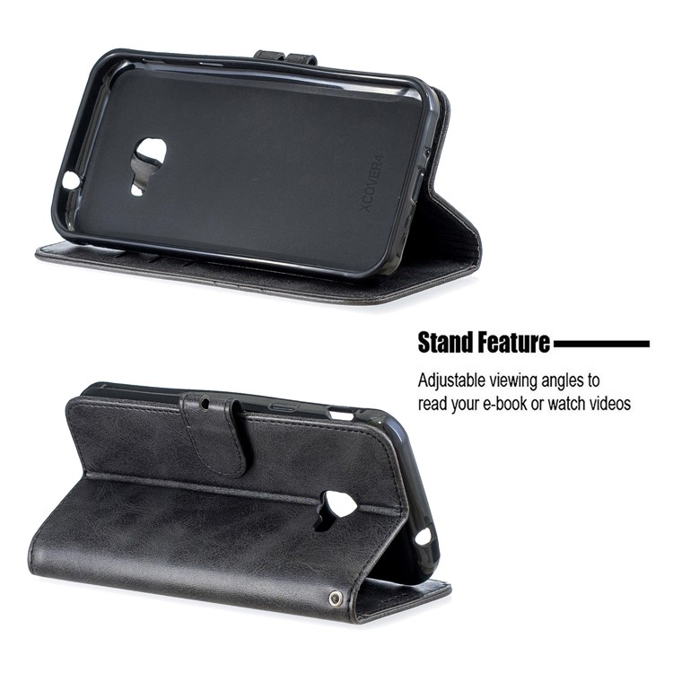 Cowhide Texture Wallet Stand Leather Protective Case for Samsung Galaxy Xcover 4s SM-G398F/SM-G398FN/DS - Black-6