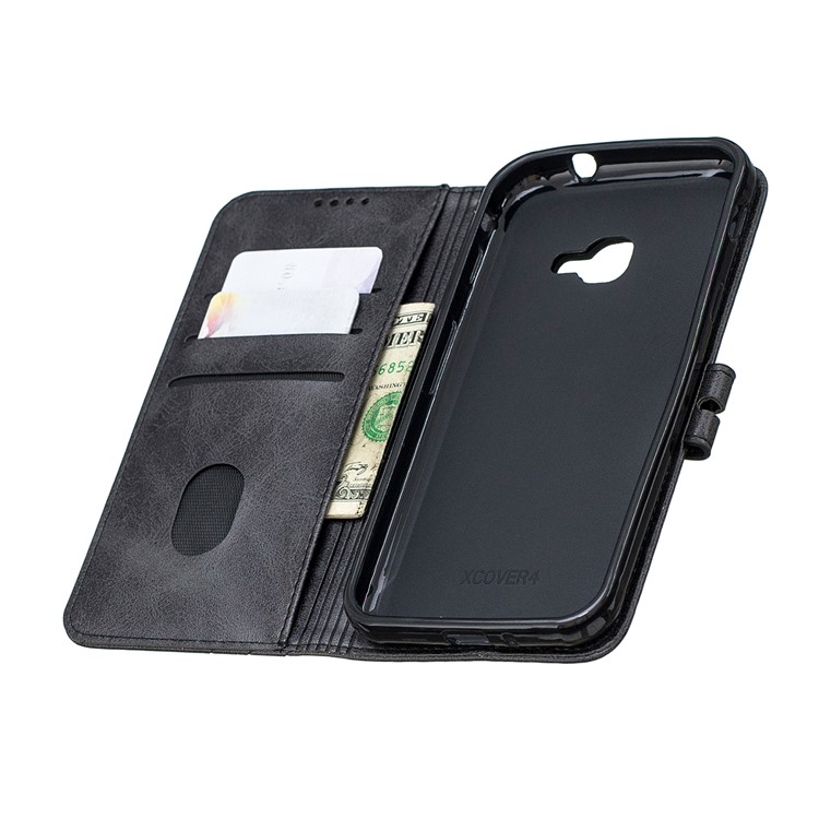 Cowhide Texture Wallet Stand Leather Protective Case for Samsung Galaxy Xcover 4s SM-G398F/SM-G398FN/DS - Black-8