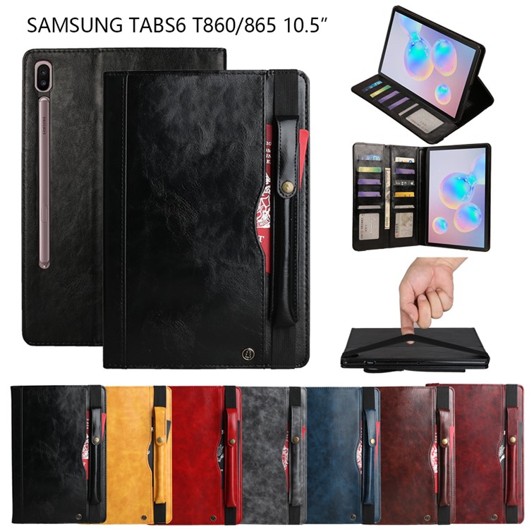 Multi-slot Wallet PU Leather Tablet Case with Pen Pouch for Samsung Galaxy Tab S6 SM-T860/SM-T865 - Black-9