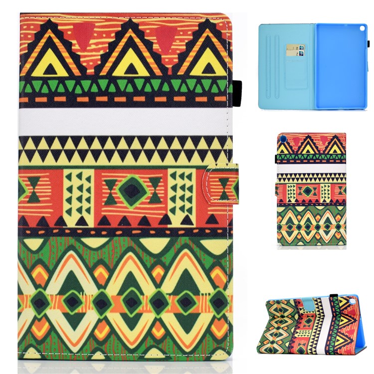 Pattern Printing Leather Card Holder Tablet Shell for Samsung Galaxy Tab S5e SM-T720 - Geometric Patterns-1