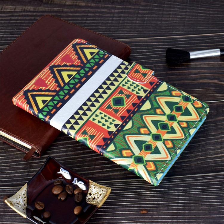 Pattern Printing Card Slots Leather Stand Cover for Samsung Galaxy Tab A 10.1 (2019) T510 T515 - Triangle-15