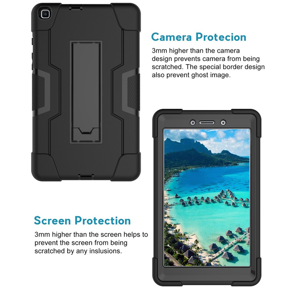 Shockproof Anti-scratch Durable Tablet Cover with Kickstand for Samsung Galaxy Tab A 8.0 (2019) T290 T295 - All Black-3