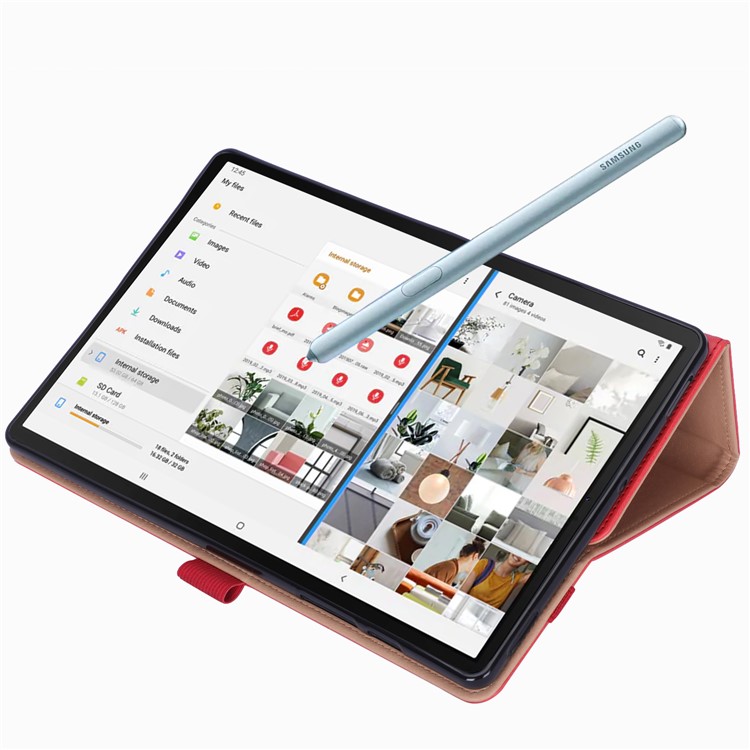 Leather Stand Card Holder Tablet Case for Samsung Samsung Galaxy Tab S6 T860 T865 - Red-10