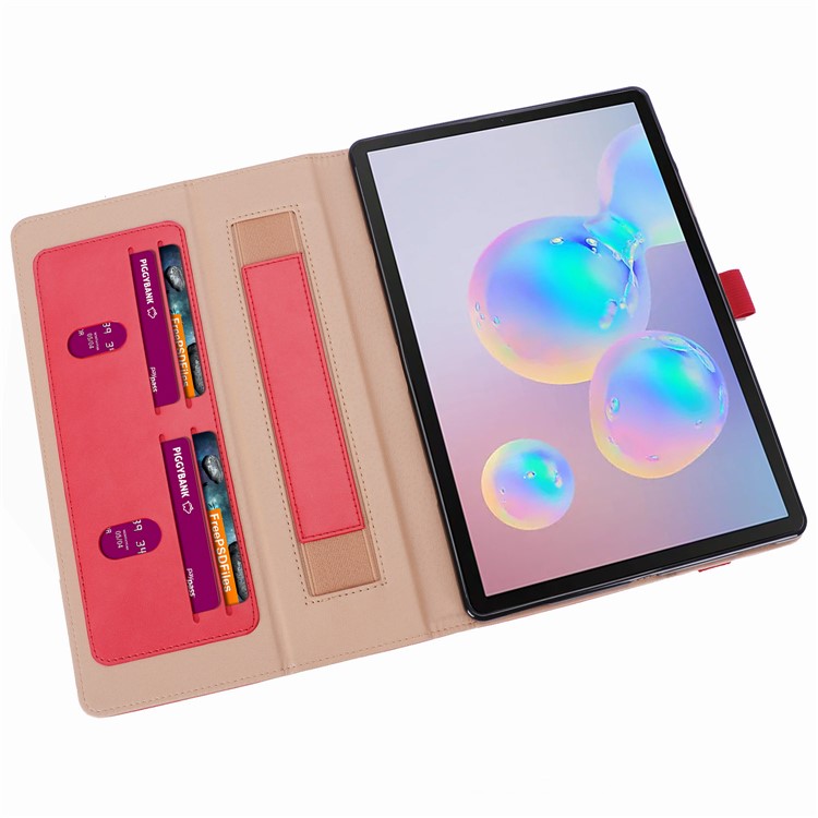Leather Stand Card Holder Tablet Case for Samsung Samsung Galaxy Tab S6 T860 T865 - Red-12