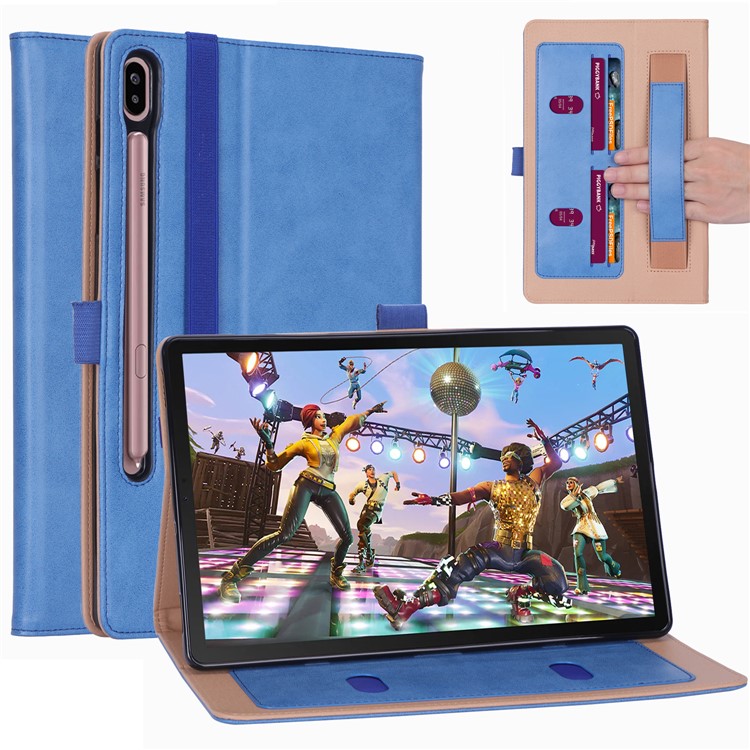 Leather Stand Card Holder Tablet Case for Samsung Samsung Galaxy Tab S6 T860 T865 - Blue-1