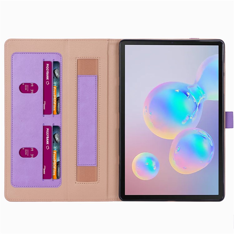 Suporte De Couro Titular Do Cartão Tablet Case Para Samsung Samsung Galaxy Tab S6 T860 T865 - Roxa-11