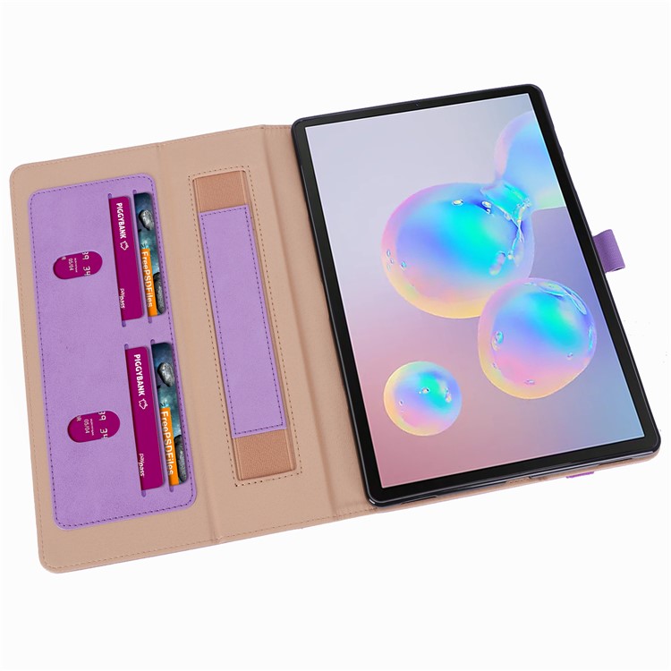 Suporte De Couro Titular Do Cartão Tablet Case Para Samsung Samsung Galaxy Tab S6 T860 T865 - Roxa-12