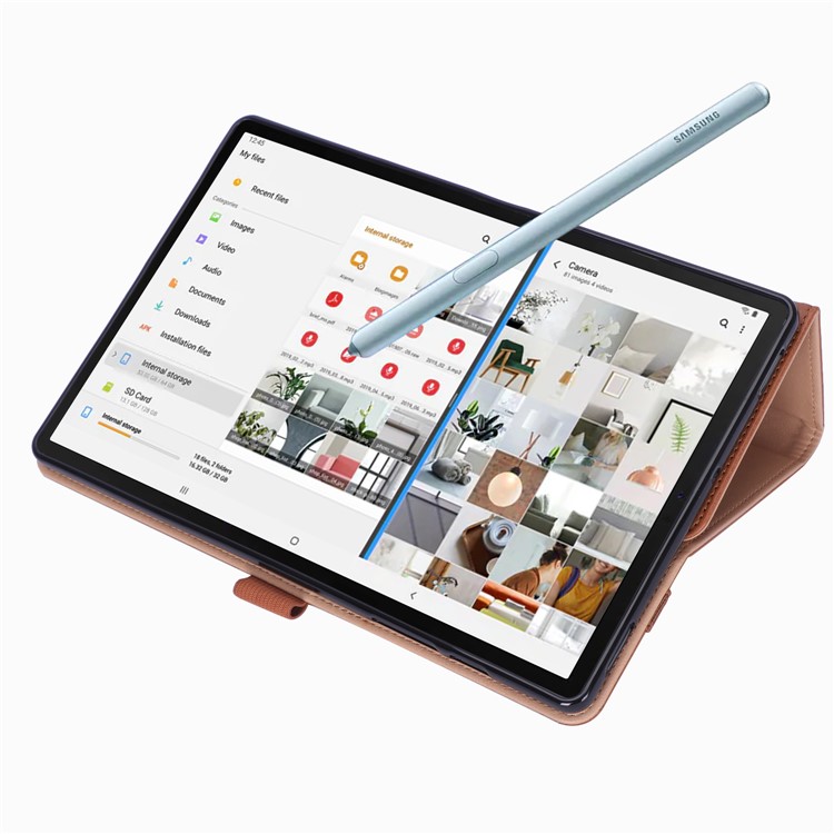 Leather Stand Card Holder Tablet Case for Samsung Samsung Galaxy Tab S6 T860 T865 - Brown-10