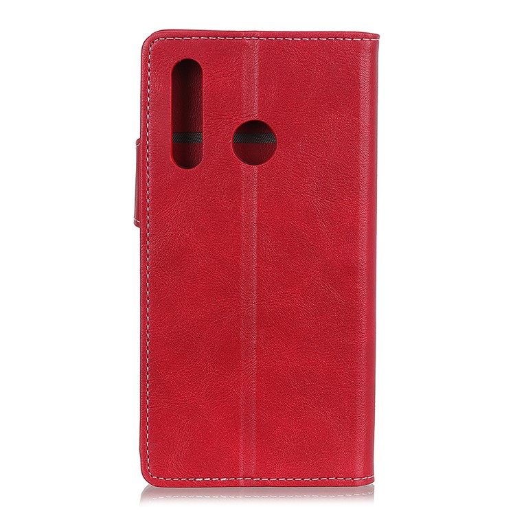 S-shape Textured PU Leather Stand Wallet Phone Case for Samsung Galaxy A20s - Red-10