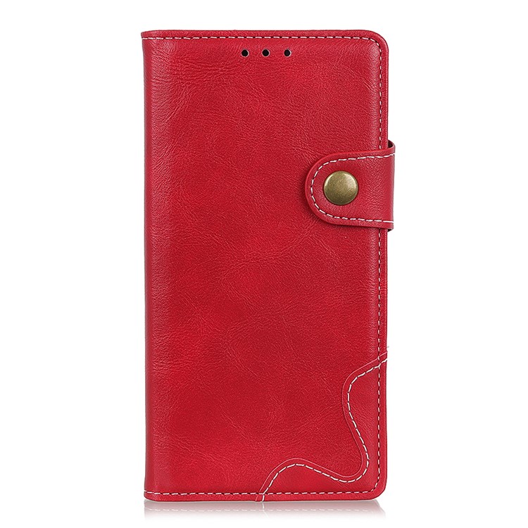 S-shape Textured PU Leather Stand Wallet Phone Case for Samsung Galaxy A20s - Red-9