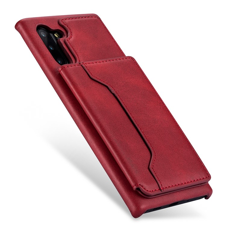 PU Leather + PC Card Holder Kickstand Phone Case for Samsung Galaxy Note 10/Note 10 5G - Red-2