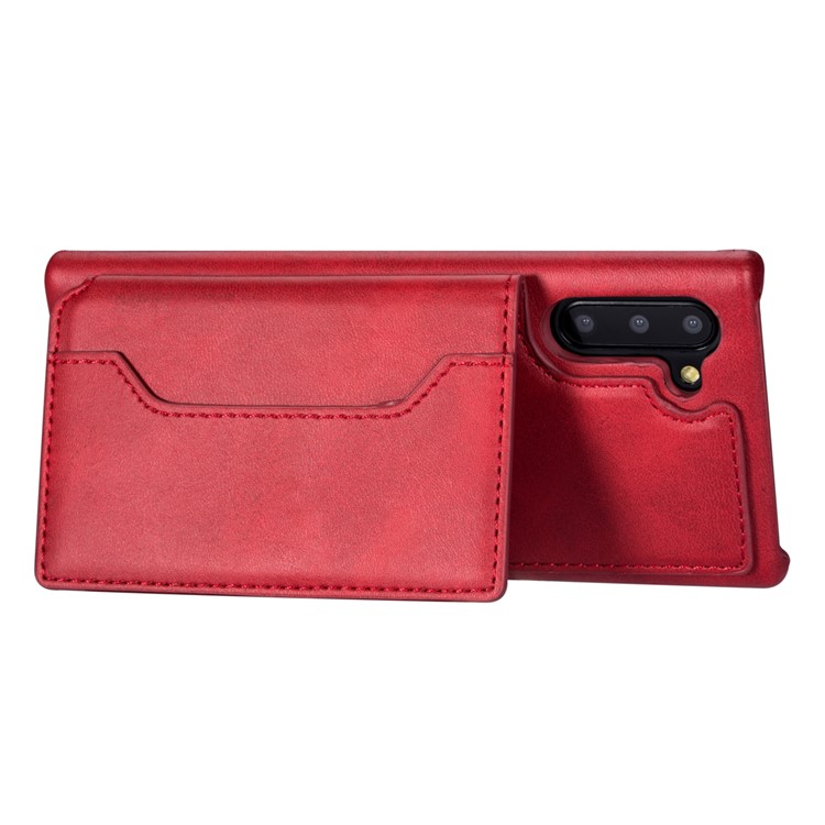 PU Leather + PC Card Holder Kickstand Phone Case for Samsung Galaxy Note 10/Note 10 5G - Red-6