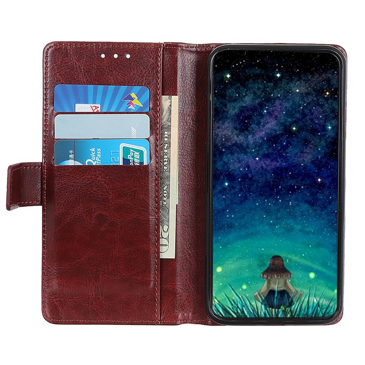 Rivet Stand Wallet Magnetic Leather Case for Samsung Galaxy A10s - Brown-2