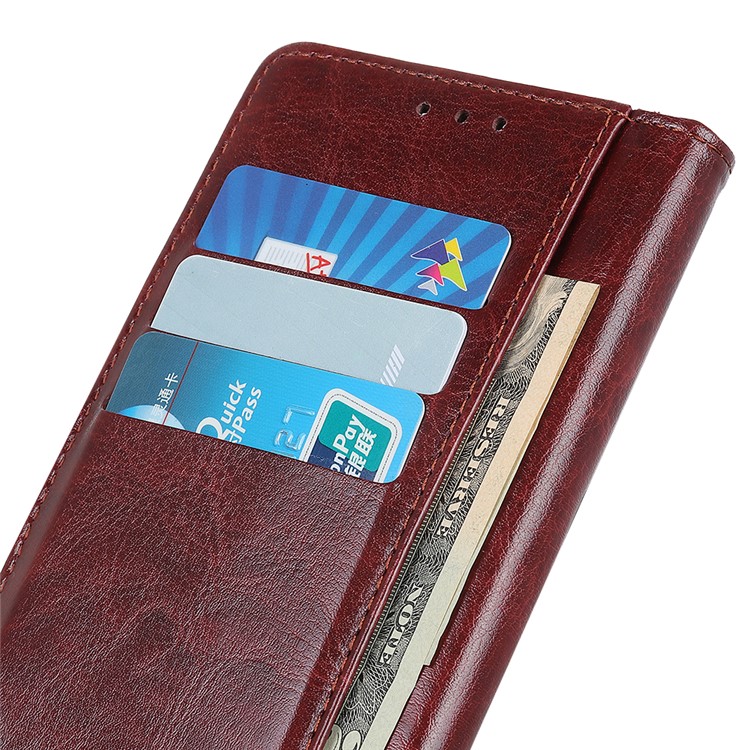 Rivet Stand Wallet Magnetic Leather Case for Samsung Galaxy A10s - Brown-8