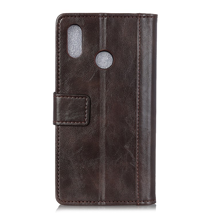 Leather Stand Wallet Protective Phone Case for Samsung Galaxy A10s - Coffee-9