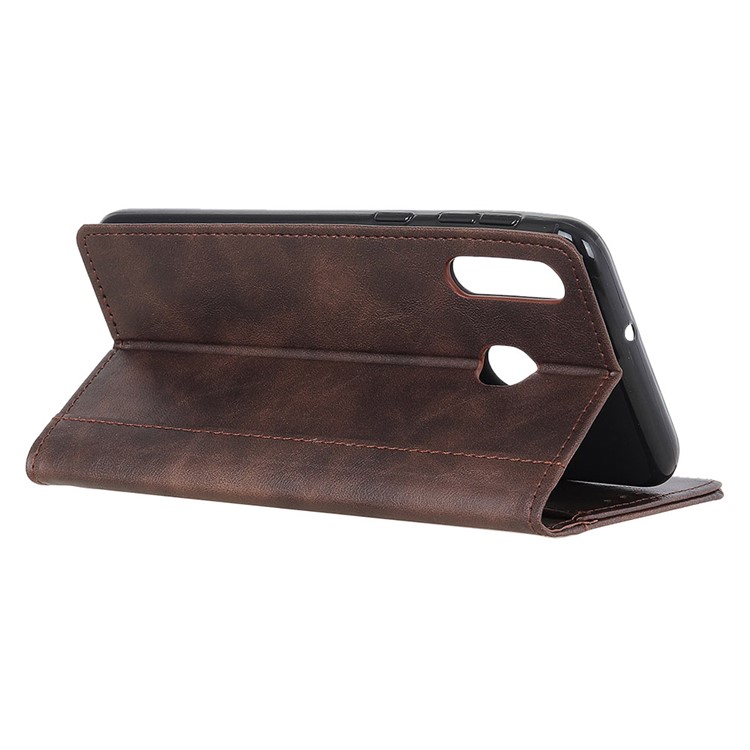 Rivet Decorated Leather Wallet Case for Samsung Galaxy A20s - Brown-2