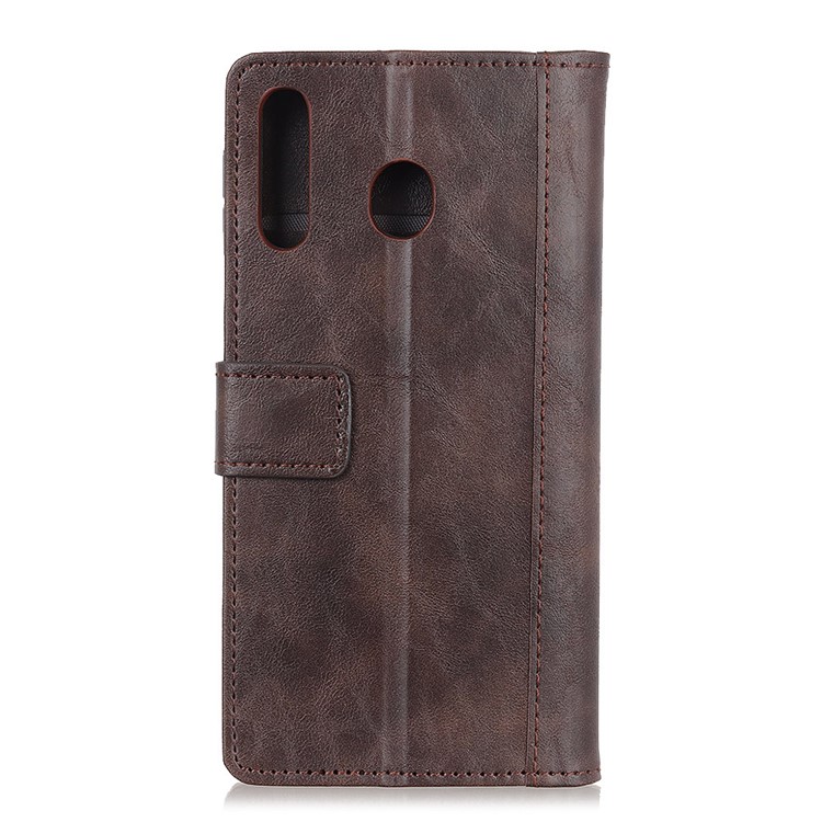 Rivet Decorated Leather Wallet Case for Samsung Galaxy A20s - Brown-3