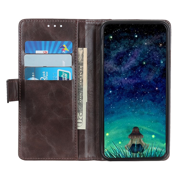 Rivet Decorated Leather Wallet Case for Samsung Galaxy A20s - Brown-4