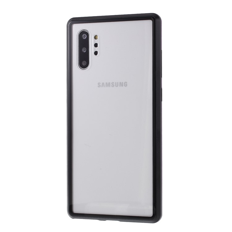 Magnetic Adsorption Metal + Tempered Glass Hybrid Case for Samsung Galaxy Note 10 Plus/Note 10 Plus 5G - Black/Purple-10