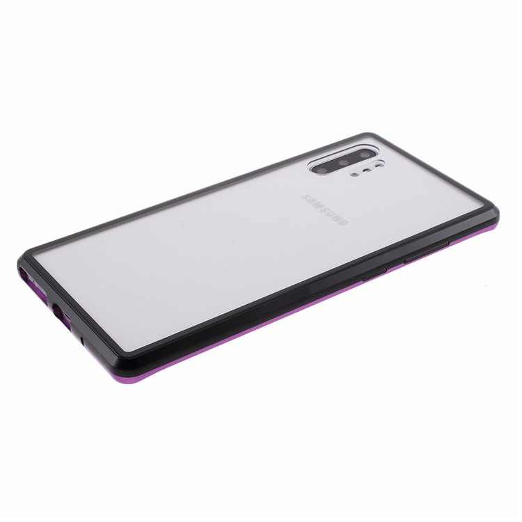 Magnetic Adsorption Metal + Tempered Glass Hybrid Case for Samsung Galaxy Note 10 Plus/Note 10 Plus 5G - Black/Purple-11