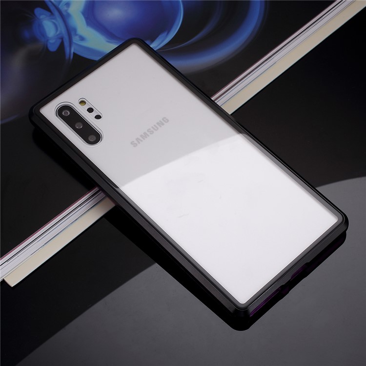 Magnetic Adsorption Metal + Tempered Glass Hybrid Case for Samsung Galaxy Note 10 Plus/Note 10 Plus 5G - Black/Purple-2