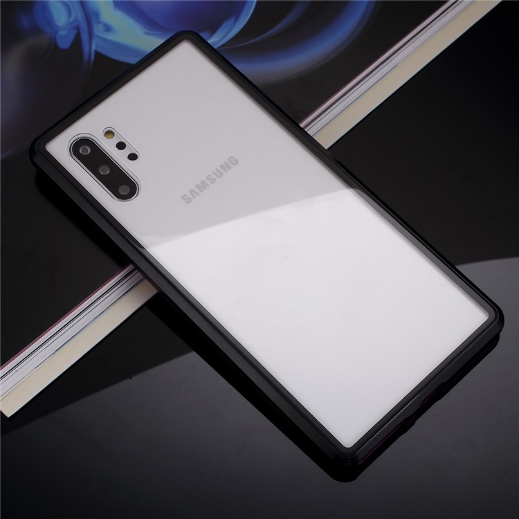 Magnetic Adsorption Metal + Tempered Glass Hybrid Case for Samsung Galaxy Note 10 Plus/Note 10 Plus 5G - Black/Purple-4