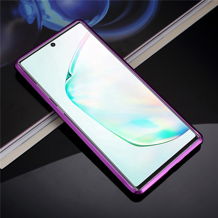 Magnetic Adsorption Metal + Tempered Glass Hybrid Case for Samsung Galaxy Note 10 Plus/Note 10 Plus 5G - Black/Purple-6