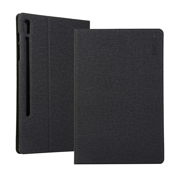 ENKAY Jeans Cloth Texture PU Leather Stand Smart Tablet Case for Samsung Galaxy Tab S6 SM-T860 (Wi-Fi)/T865 (LTE) - Black-1