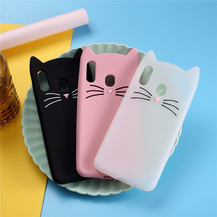 3D Mustache Cat Silicone Case for Samsung Galaxy A30/A20 - Pink-5