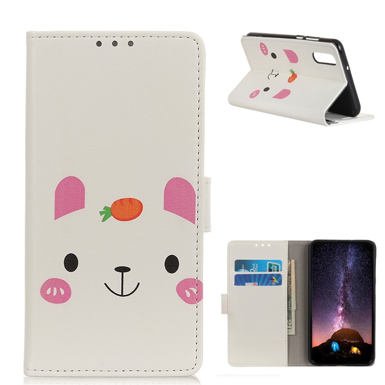 Printing Surface Leather Wallet Phone Casing for Samsung Galaxy A90 5G - Rabbit-1