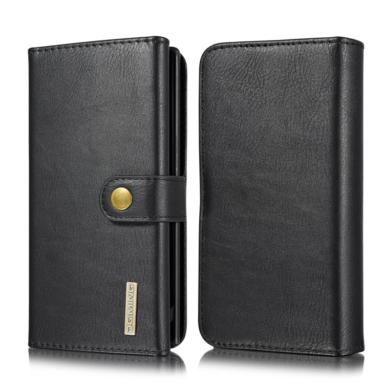 DG.MING Split Leather Casing with Stand for Samsung Galaxy Note 10 Plus / Note 10 Plus 5G - Black-1