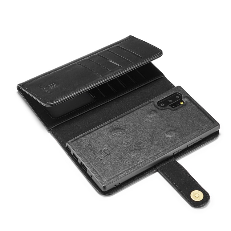 DG.MING Split Leather Casing with Stand for Samsung Galaxy Note 10 Plus / Note 10 Plus 5G - Black-9