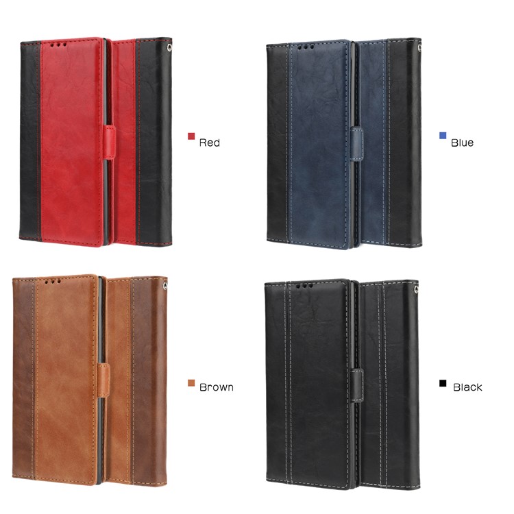 Retro Bi-Color Leather Wallet Mobile Covering for Samsung Galaxy Note 10 / Note 10 5G - Brown-10