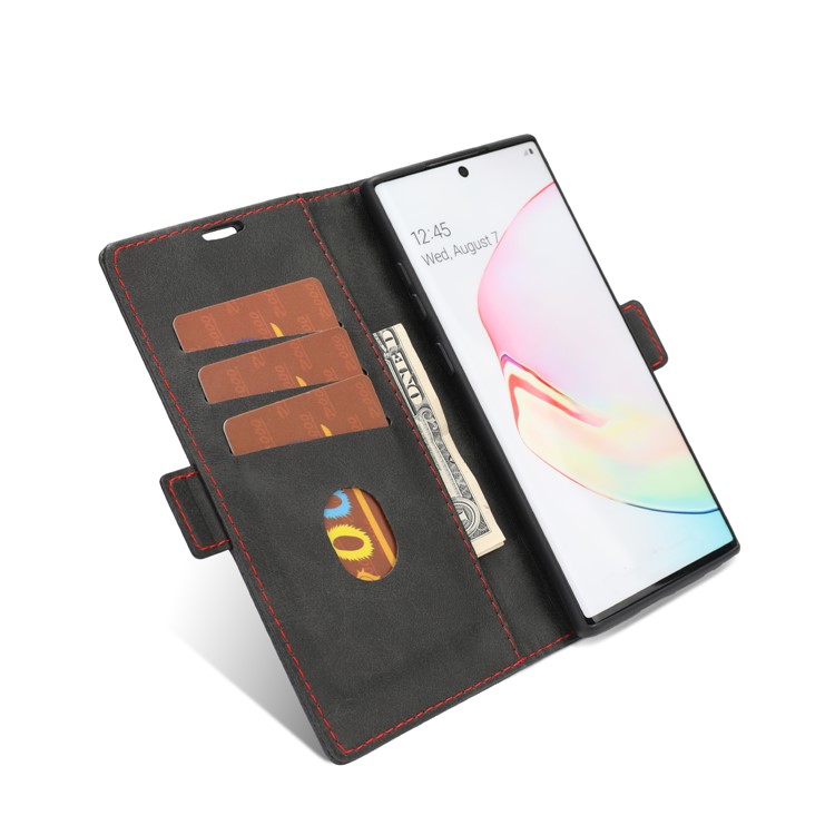 Emenda Carteira Suporte De Couro Shell Telefone Para Samsung Galaxy Note 10 / Note 10 5G - Preto-4