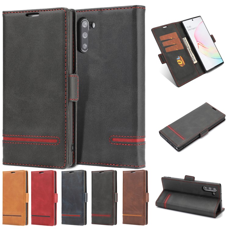 Emenda Carteira Suporte De Couro Shell Telefone Para Samsung Galaxy Note 10 / Note 10 5G - Preto-8