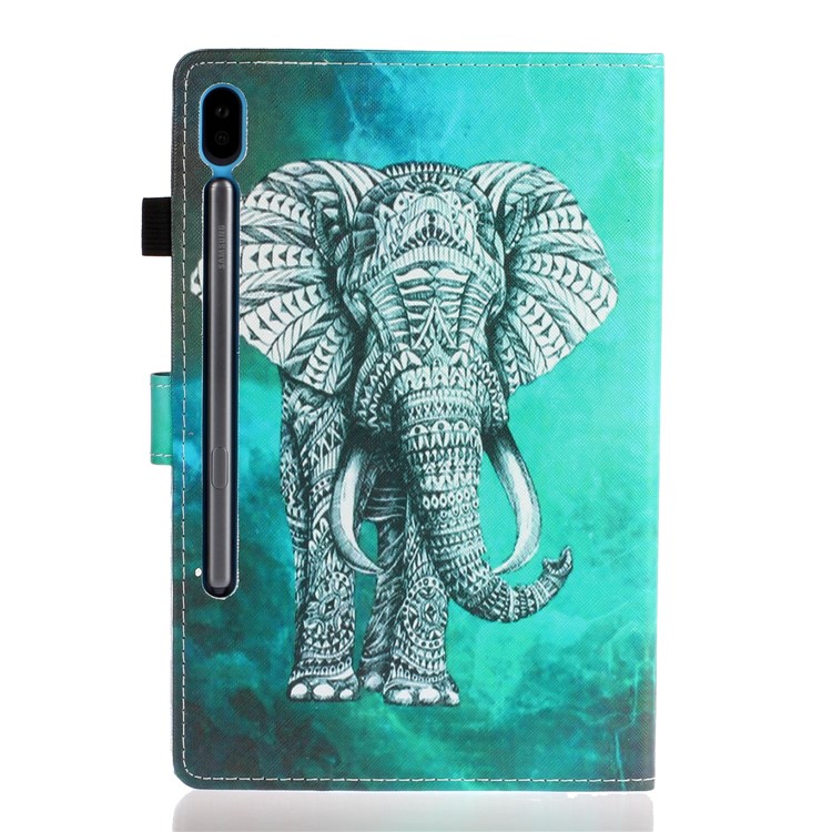 Titular Do Cartão De Couro Estampado Ficar Embalagem Da Tabuleta Para Samsung Galaxy Tab S6 T860 - Elefante-3