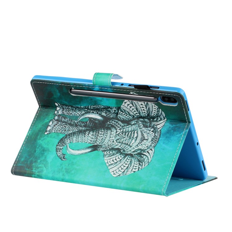 Titular Do Cartão De Couro Estampado Ficar Embalagem Da Tabuleta Para Samsung Galaxy Tab S6 T860 - Elefante-4