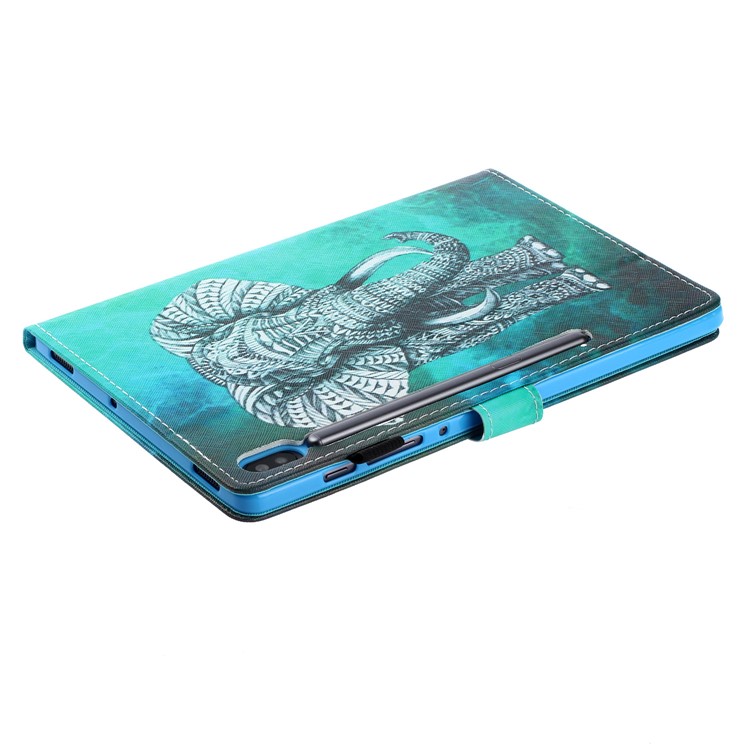 Titular Do Cartão De Couro Estampado Ficar Embalagem Da Tabuleta Para Samsung Galaxy Tab S6 T860 - Elefante-6