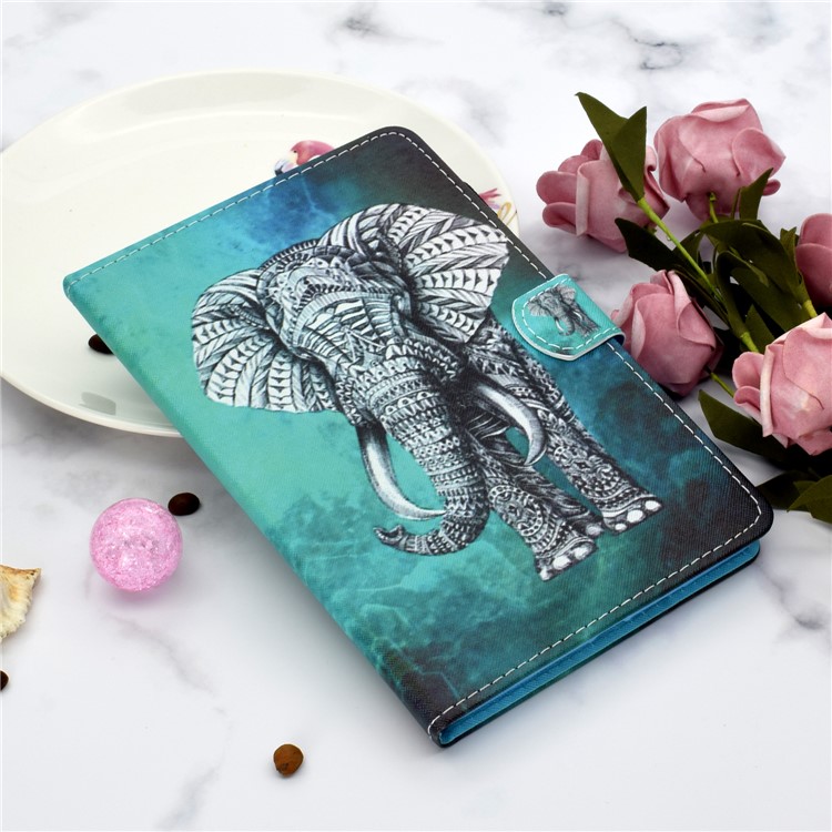 Titular Do Cartão De Couro Estampado Ficar Embalagem Da Tabuleta Para Samsung Galaxy Tab S6 T860 - Elefante-7