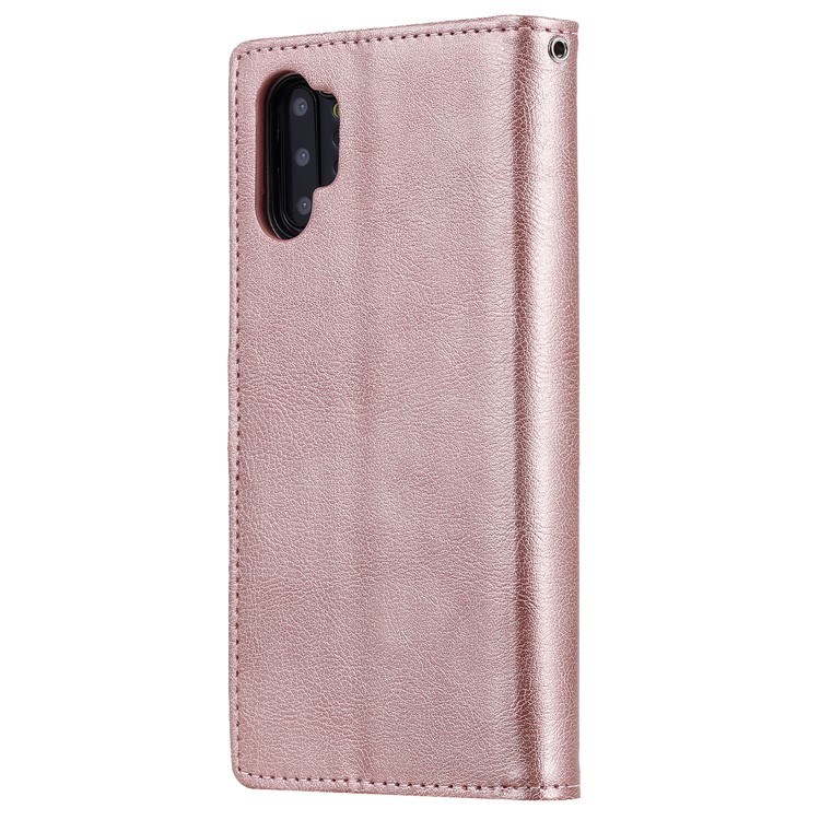 Estojo Magnético Destacável 2 Em 1 Carteira De Couro Para Samsung Galaxy Note 10 Plus / Note 10 Plus 5G - Rosa Ouro-3