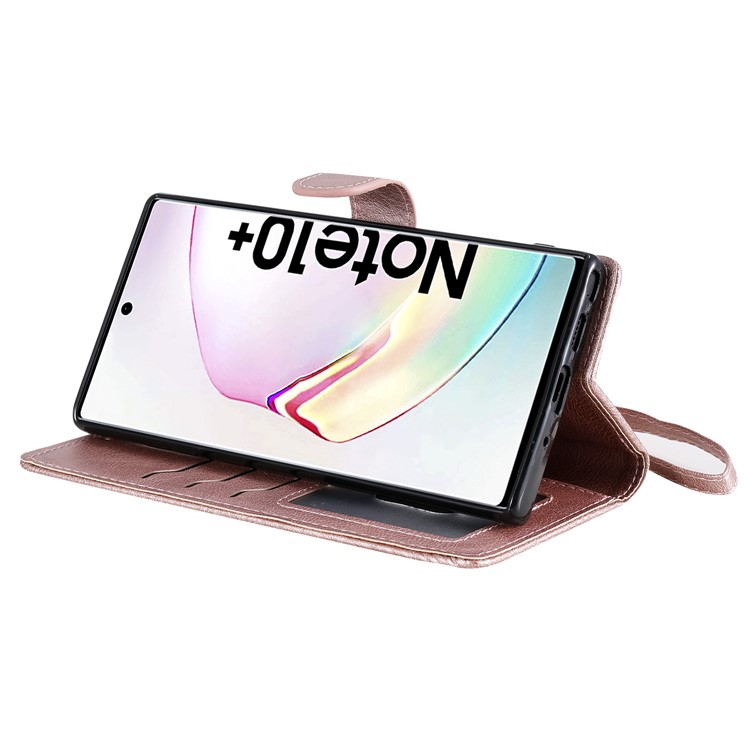 Estojo Magnético Destacável 2 Em 1 Carteira De Couro Para Samsung Galaxy Note 10 Plus / Note 10 Plus 5G - Rosa Ouro-6